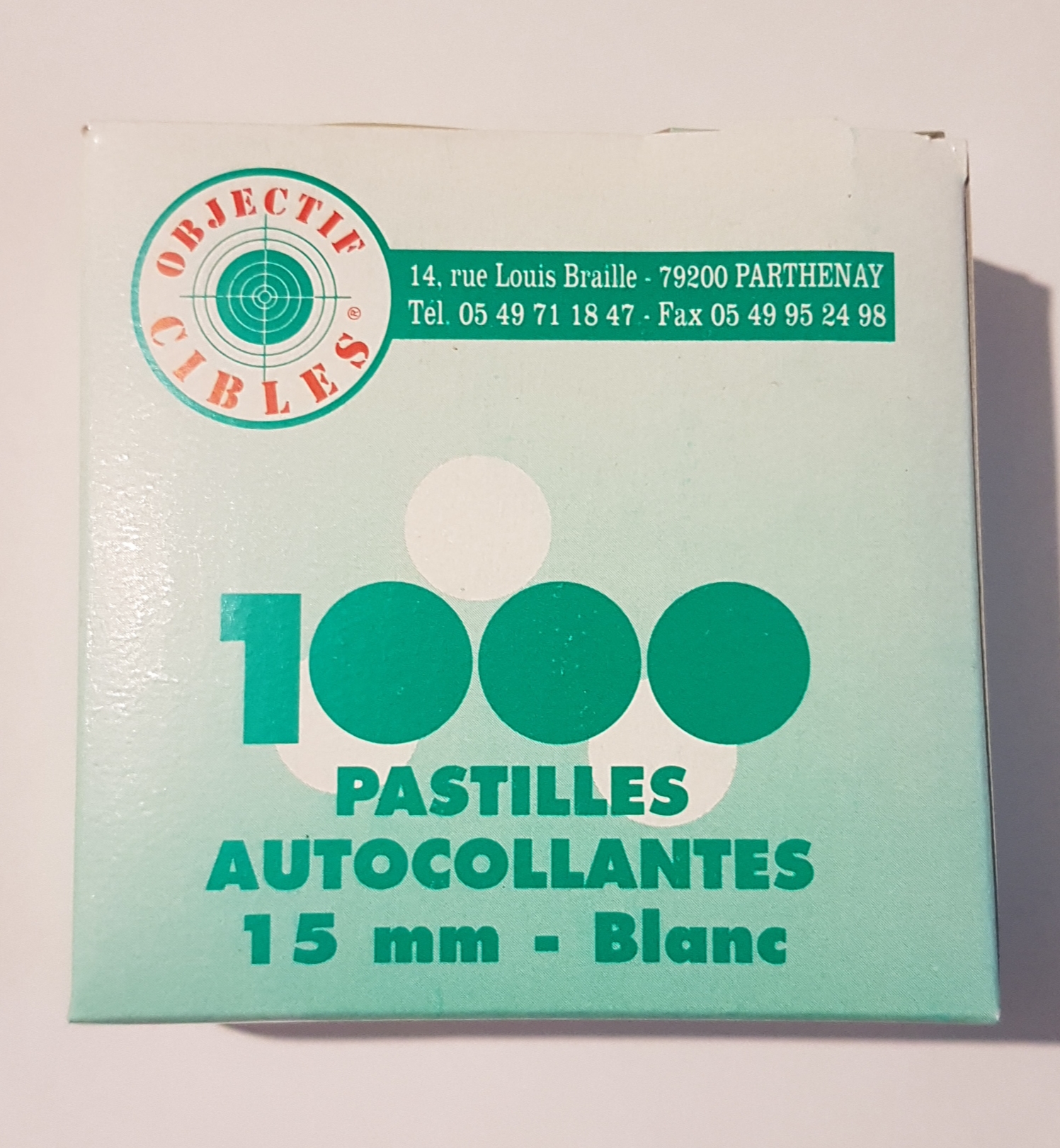 pastilles vertes auto collantes - diametre : 15 mm